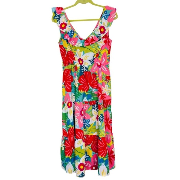 Sugarlips Tropical Print Midi Dress Size Medium - Picture 9 of 11